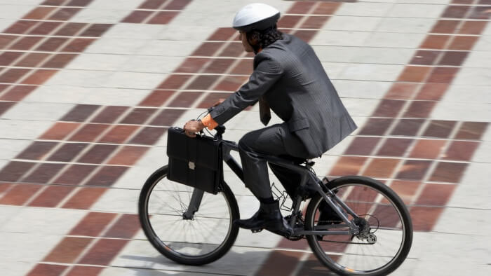 Businessman on Bicycle